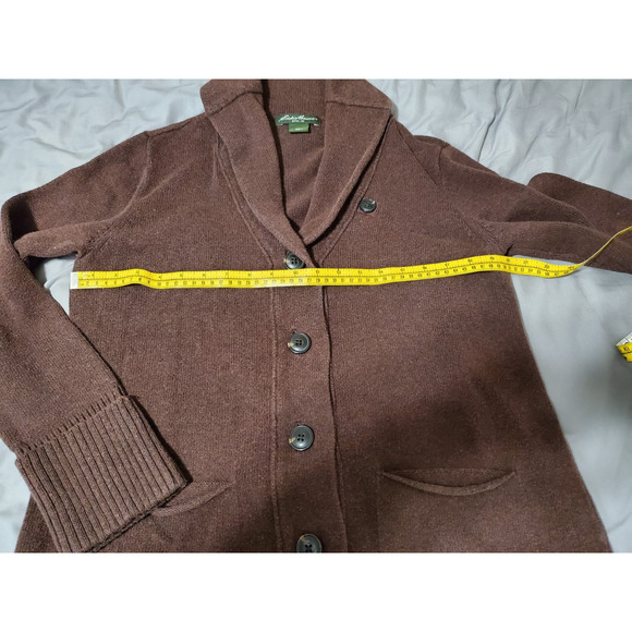 Eddie Bauer Button-Up Brown Cardigan with Pockets Womens Size PL - Picture 10 of 13